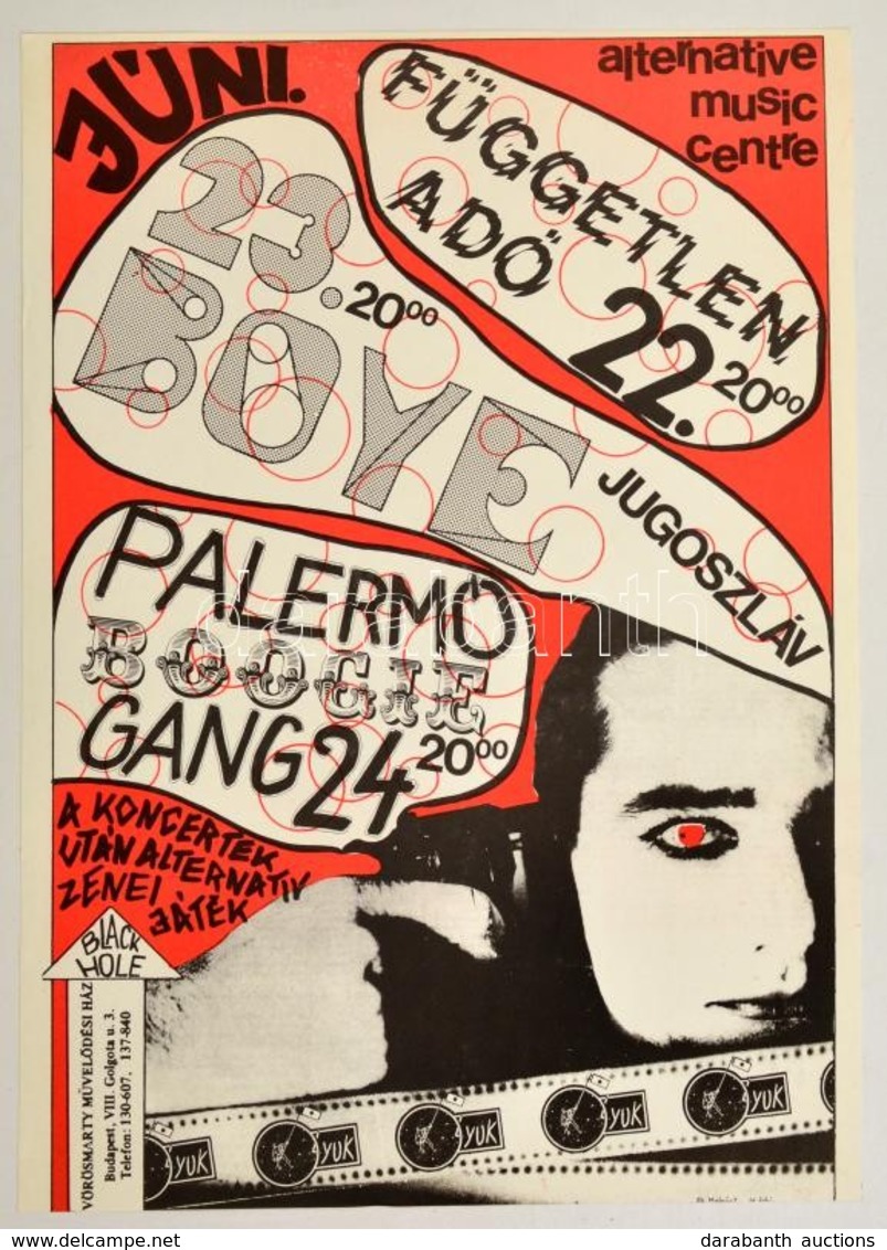 1989 Független Adó, Palermó, Boye Koncertek - Fekete Lyuk Alternatív Zenei Klub, Plakát, Szép állapotban, 41×29,5 Cm - Other & Unclassified