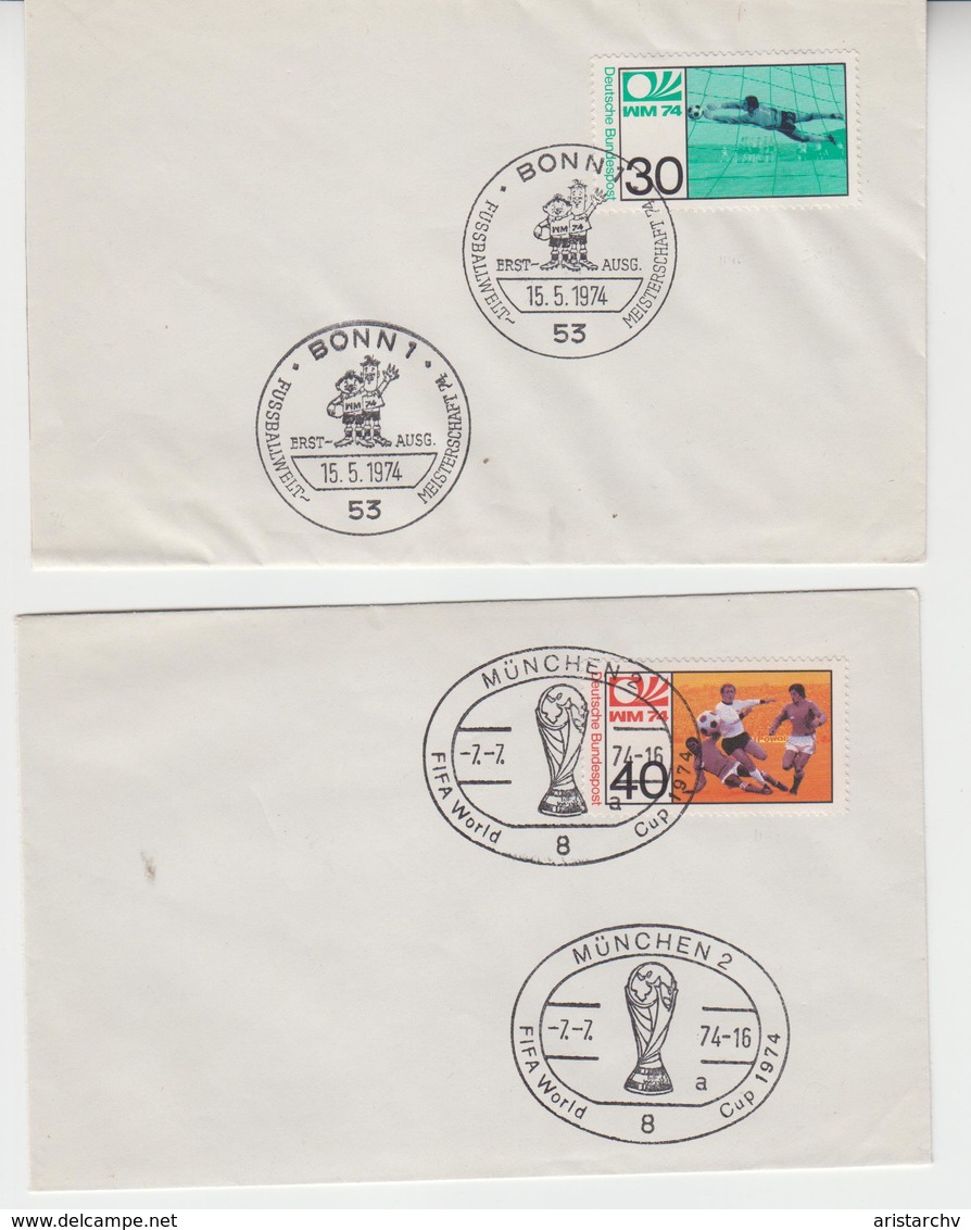 GERMANY 1974 FOOTBALL WORLD CUP 2 COVERS MUNCHEN BONN CANCELATIONS - 1974 – Germania Ovest