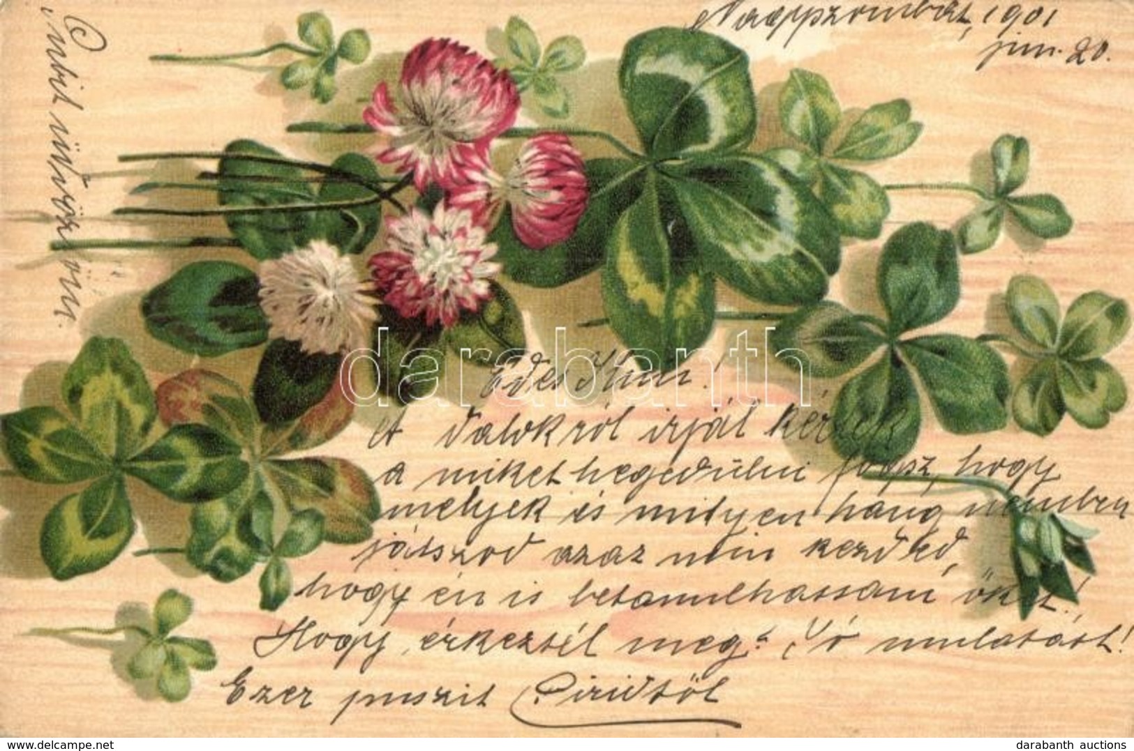 4 Db RÉGI Virágos Litho Motívumlap / 4 Pre-1902 Flower Litho Motive Postcards - Unclassified