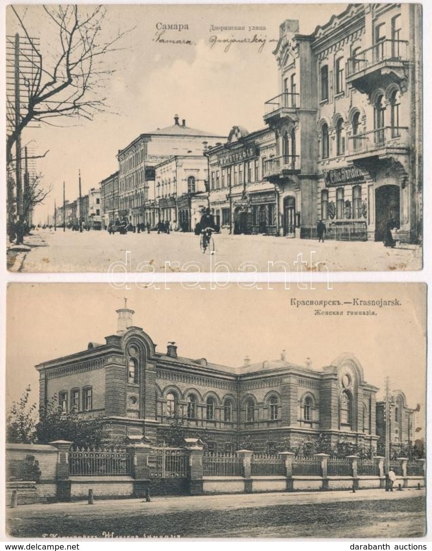 ** 2 Db RÉGI Orosz Városképes Lap; Samara és Krasnoyarsk / 2 Pre-1945 Russian Town-view Postcards; Samara And Krasnoyars - Unclassified