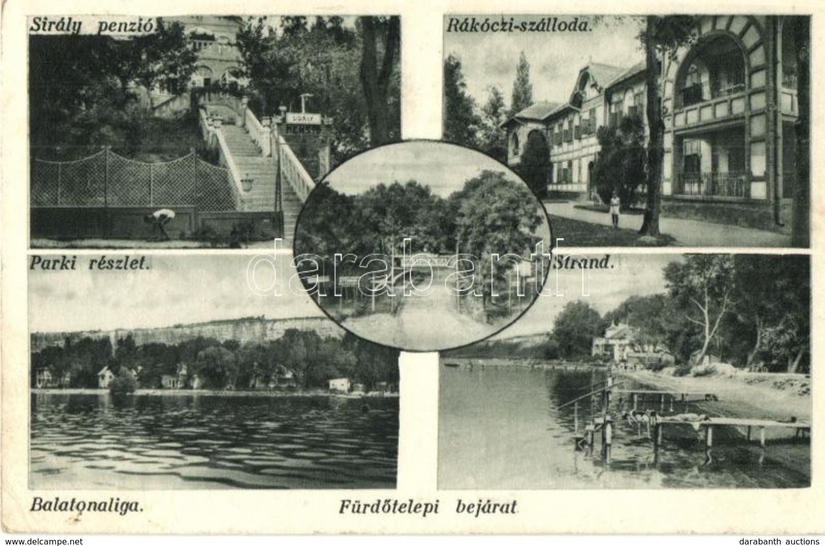 T2/T3 Balatonaliga (Balatonvilágos), Sirály Penzió, Rákóczi Szálloda, Strand, Fürdőtelepi Bejárat, Park (EK) - Unclassified