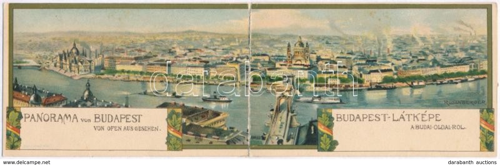 T3/T4 Budapest, Látkép A Budai Oldalról, Litho Panorámalap / Panoramacard Litho S: Rosenberger (r) - Zonder Classificatie