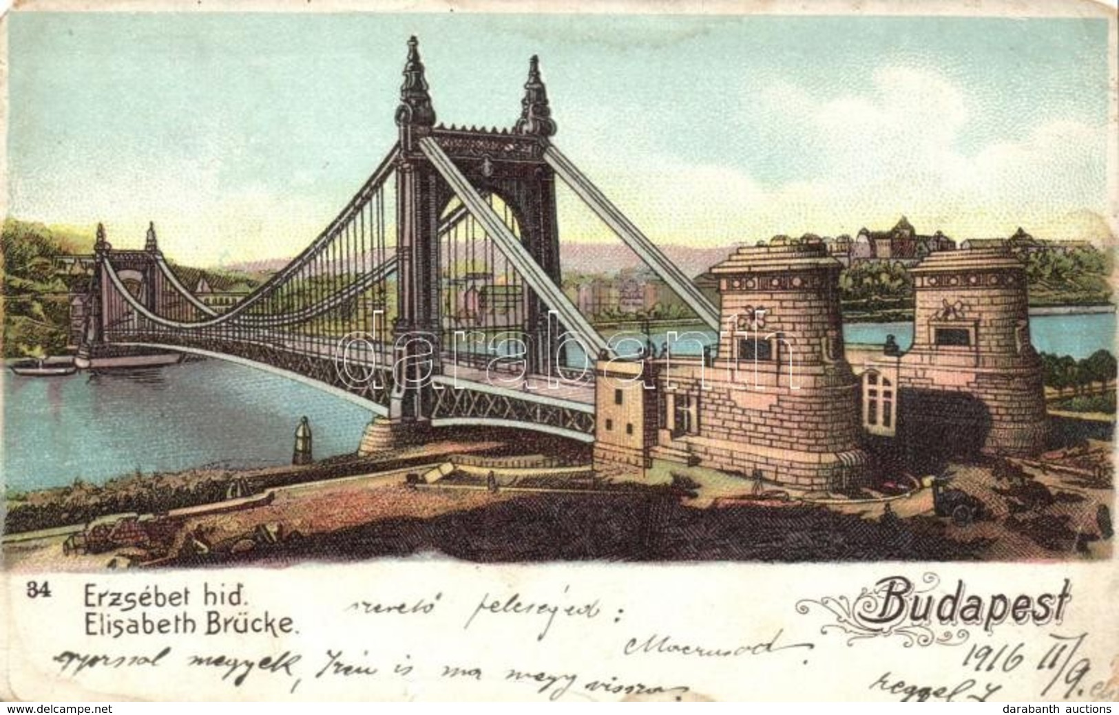 T4 Budapest, Erzsébet Híd, építkezés, Litho (EM) - Zonder Classificatie