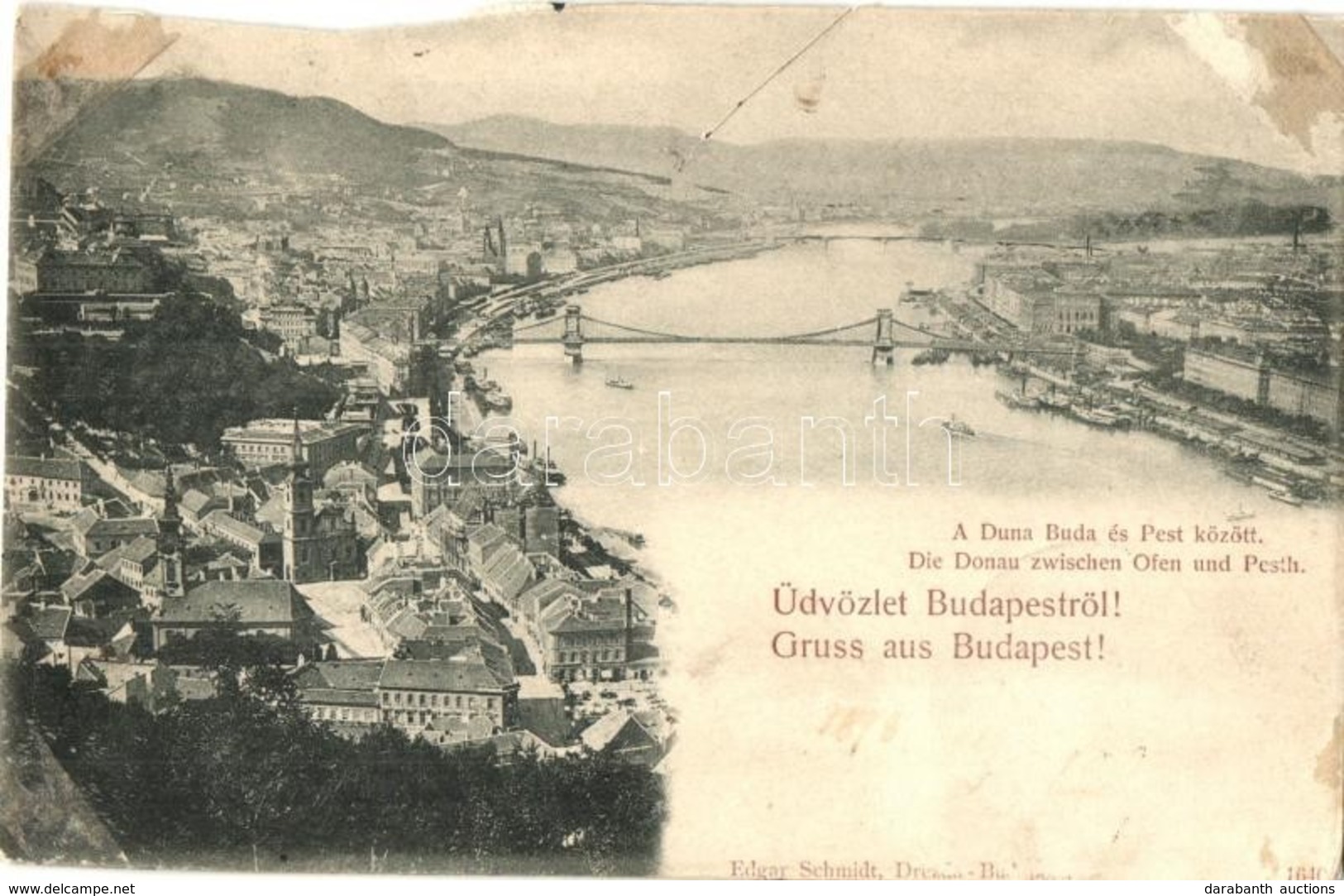 T4 1898 Budapest I. Döbrentei Tér, Lánchíd, Duna Buda és Pest Között. Edgar Schmidt (b) - Unclassified