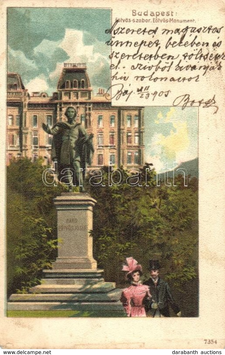 T3 1905 Budapest V. Báró Eötvös József Szobor. Litho (kopott Sarok / Worn Corner) - Unclassified