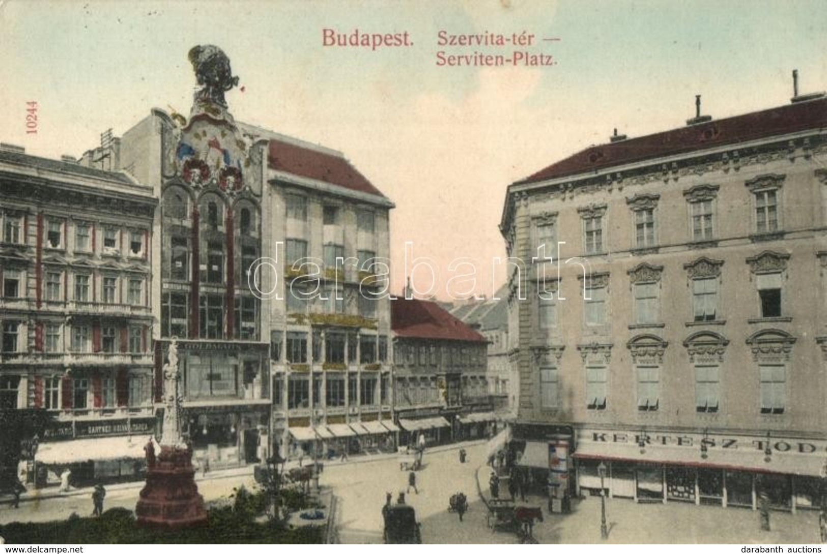T2 1911 Budapest V. Szervita Tér, Kertész Tódor, Goldmark üzlete, Amerikan-House Amerikai áruház, Gartner, Rolyal és Tár - Unclassified