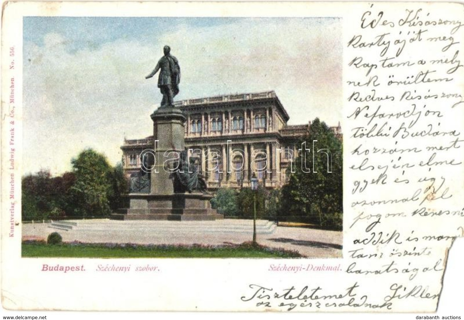 T4 1901 Budapest V. Magyar Tudományos Akadémia, Széchenyi Szobor. Ludwig Frank & Co. No. 556. (EM) - Zonder Classificatie