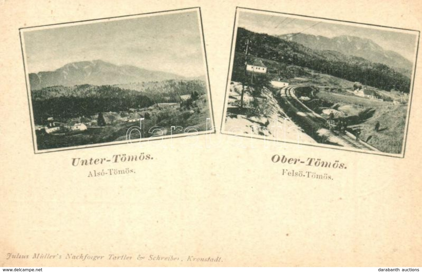 ** T1 Alsótömös és Felsőtömös, Timisu De Jos, Timisu De Sus; Sínkocsi /  Railcar. Julius Müller's Nachfolger Tartler & S - Zonder Classificatie