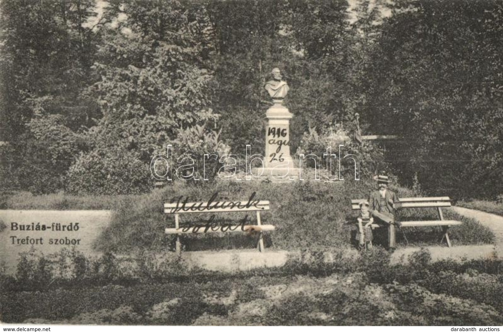 T2/T3 Buziásfürdő, Baile Buzias; Trefort Szobor / Statue  (EK) - Ohne Zuordnung