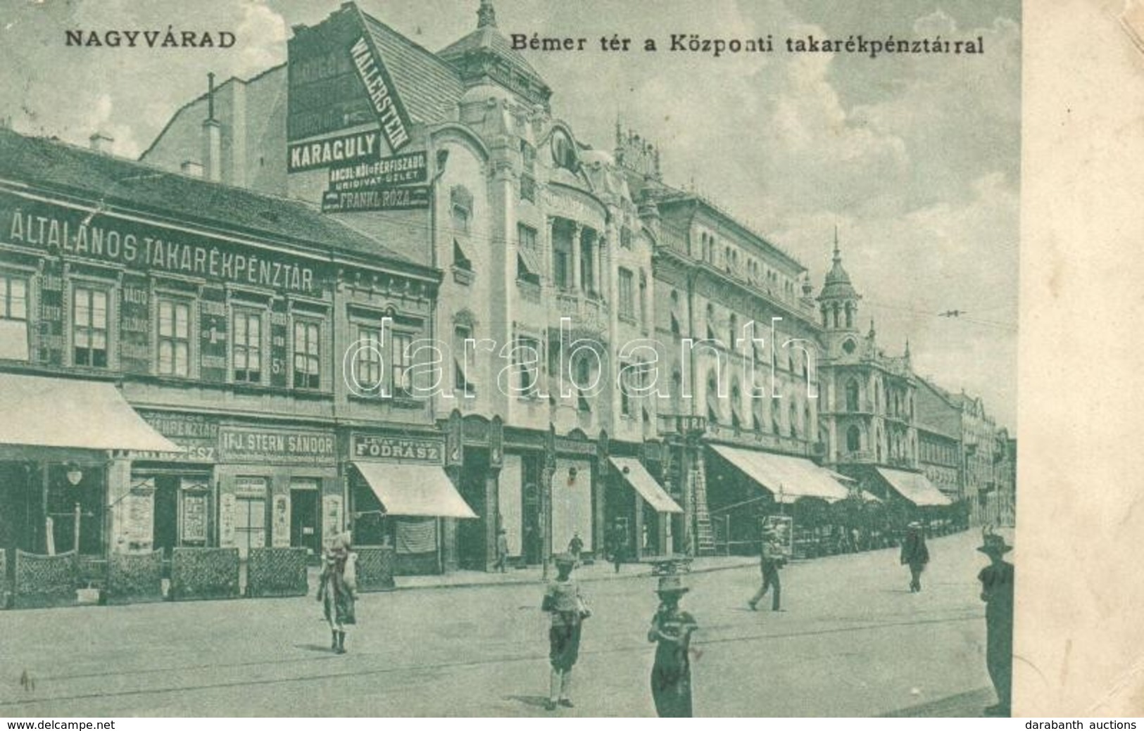 T2/T3 1914 Nagyvárad, Oradea; Bémer Tér, Központi Takarékpénztár, Wallerstein, Karaguly, Frankl Róza, Lévay István, Ifj. - Unclassified