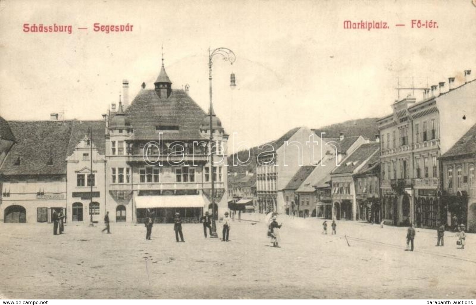 T2/T3 Segesvár, Schässburg, Sighisoara; Fő Tér, Josef Girscht üzlete / Main Square, Shop - Unclassified