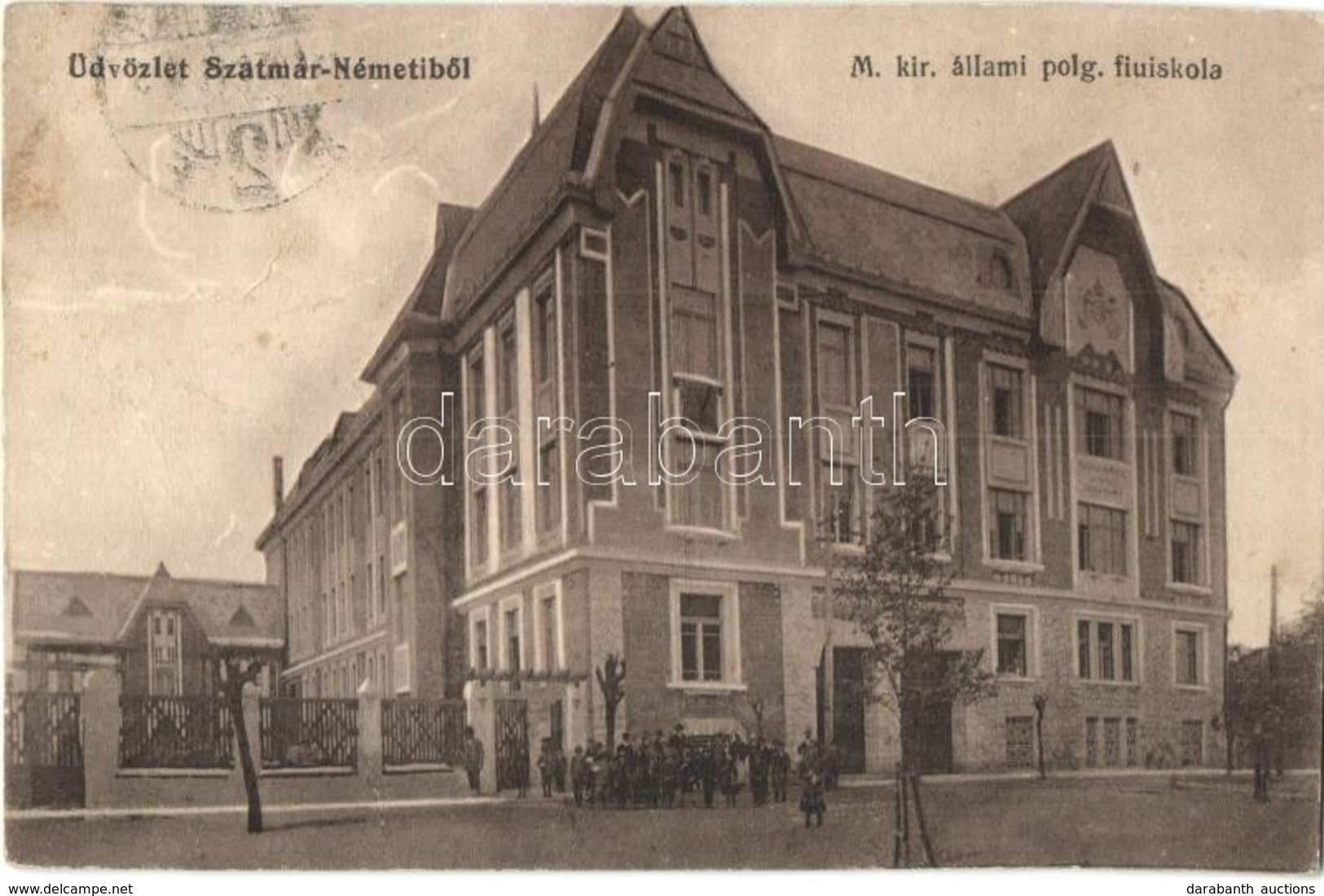 * T2/T3 1914 Szatmárnémeti, Satu Mare; M. Kir. állami Polgári Fiúiskola / Boy School (fa) - Unclassified