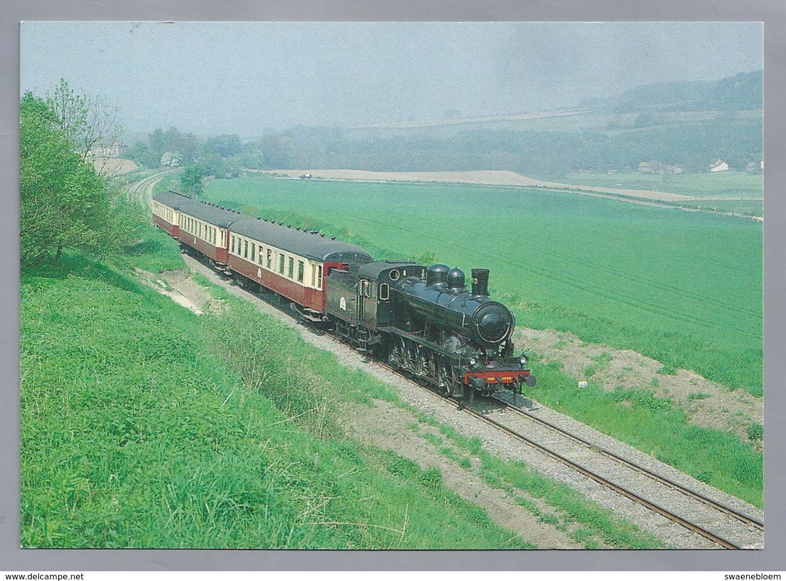 NL.- Stoomlocomotief E 1090 Met Trein In Het Heuvelland Tussen Eys En Simpelveld. Zuid-Limburgse Stoomtrein Maatschappy. - Treinen