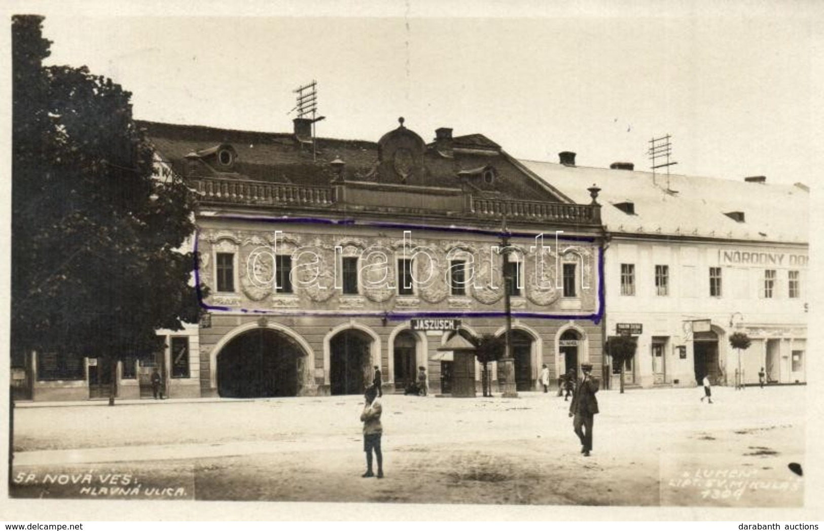 T2 1930 Igló, Zipser Neudorf, Spisská Nová Ves; Fő Utca, Jaszusch, Arnold Bukovinszky és Martin Zatko üzlete, Nemzeti Há - Zonder Classificatie