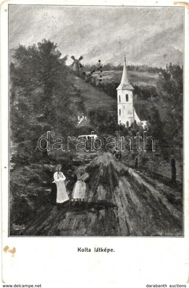 T2/T3 Kolta, Koltha, Koltovjec; Utcakép, Templom, Szélmalom / Street View, Church, Windmill (EB) - Zonder Classificatie