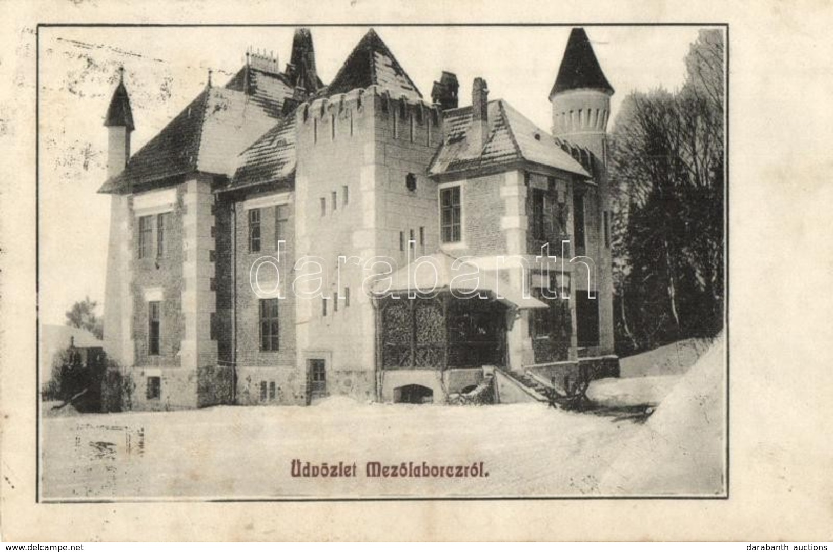 T2/T3 Mezőlaborc, Medzilaborce; Lovag Skoda Kastély Télen. Schönfeld Sámuel Kiadása 437. / Castle In Winter (fl) - Unclassified