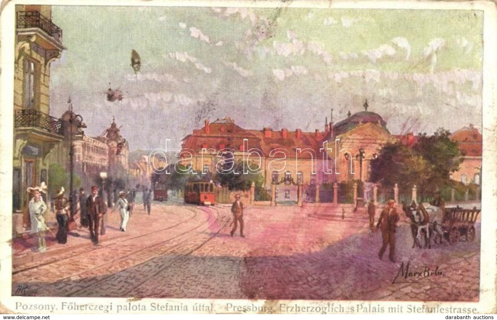 T2/T3 Pozsony, Pressburg, Bratislava; Főhercegi Palota, Stefánia út, Villamos / Royal Palace, Street, Tram S: Marx Béla  - Unclassified