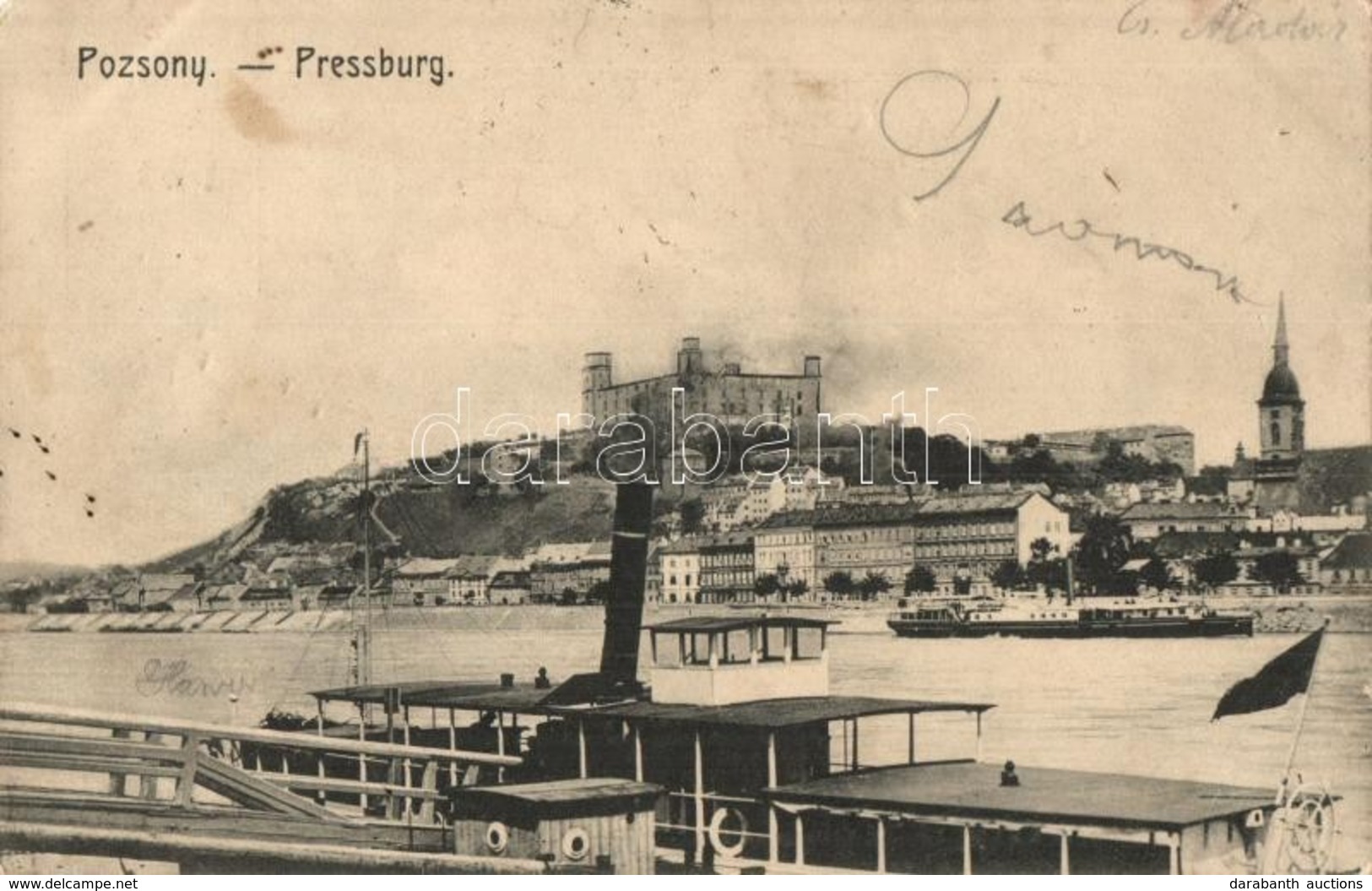 T2 Pozsony, Pressburg, Bratislava; Látkép A Várral / Castle View, Steamship - Unclassified