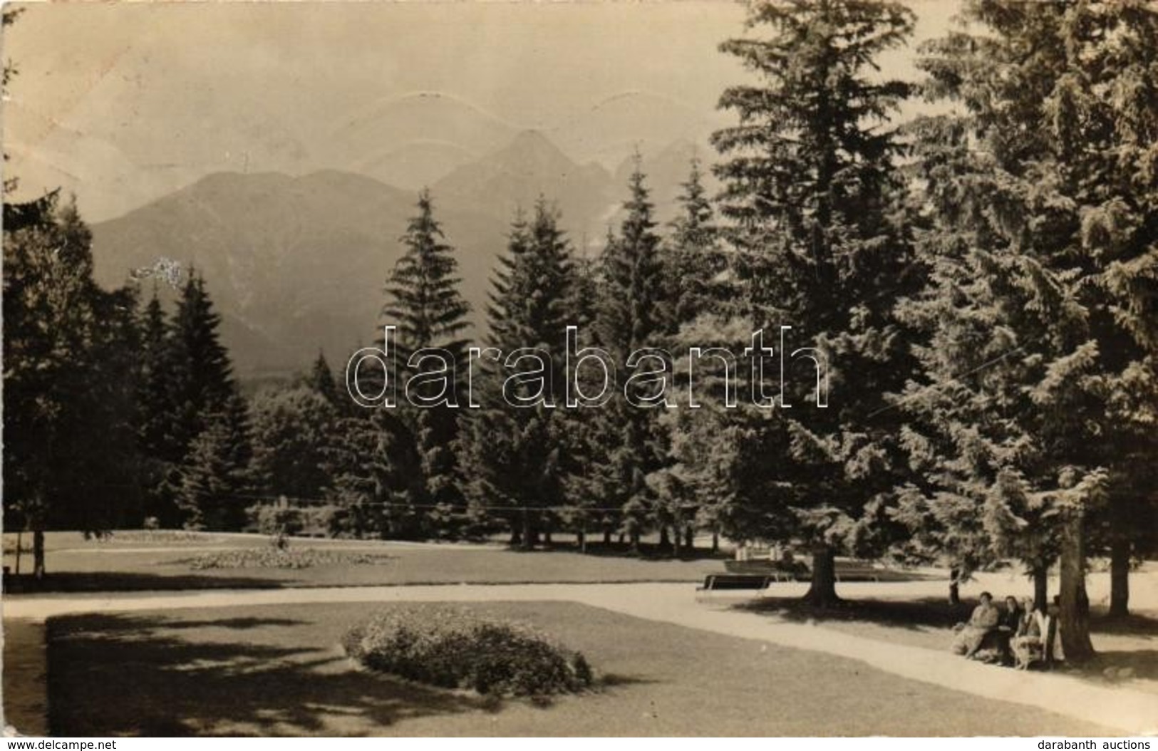 T2 1930 Tátralomnic, Tatranska Lomnica; Parkrészlet / Park Detail, Photo - Unclassified