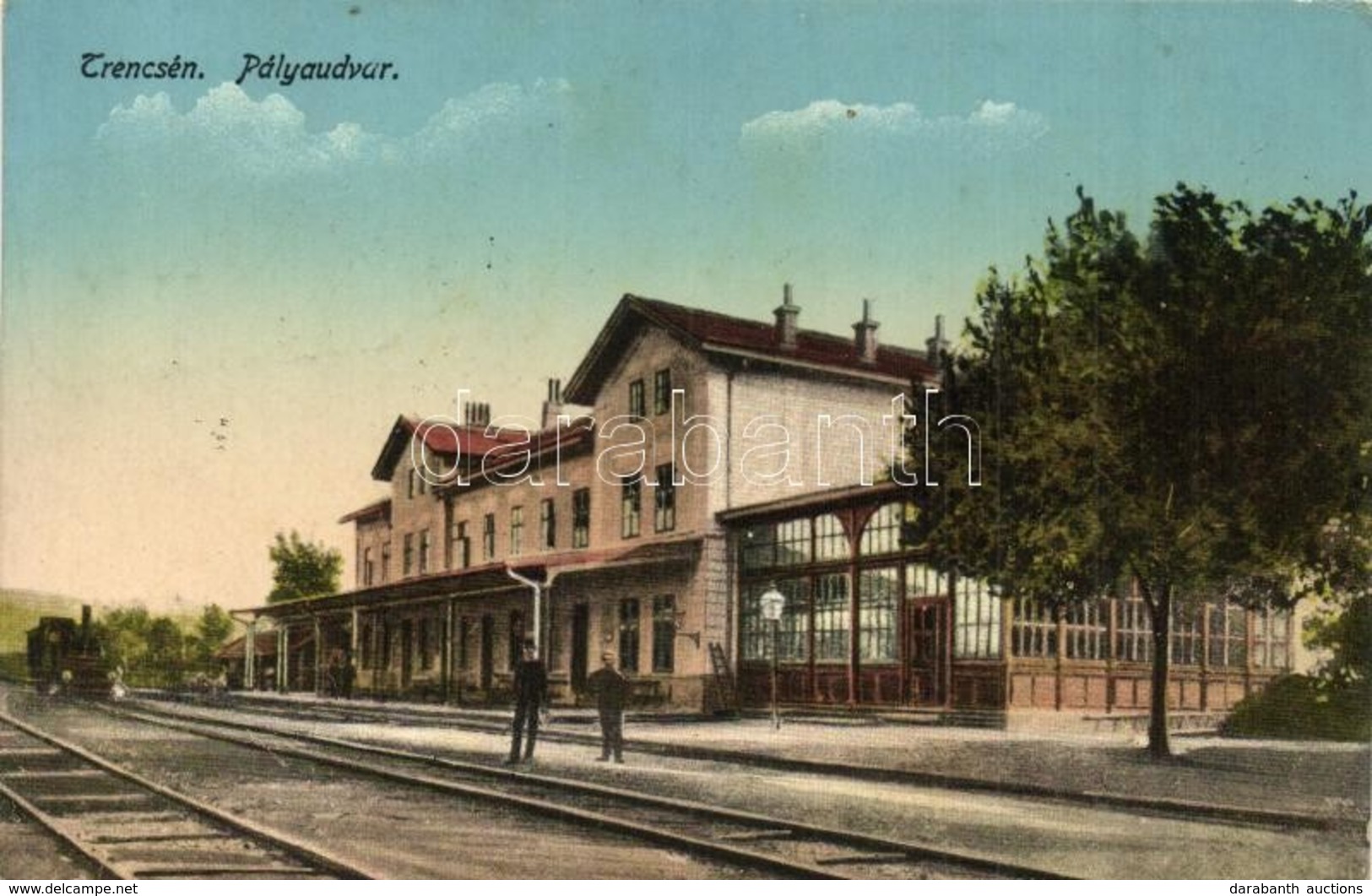 T2 Trencsén, Trencín; Vasútállomás, Gőzmozdony / Bahnhof / Railway Station, Locomotive - Zonder Classificatie