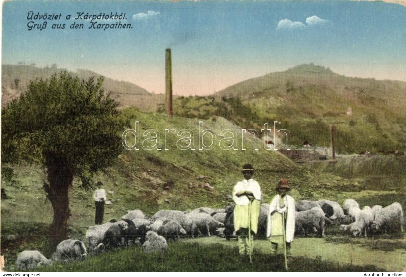 ** T2 Kárpátok, Juhászok A Nyájjal / Carpathian Mountains, Shepherds With Flock Of Sheep - Unclassified