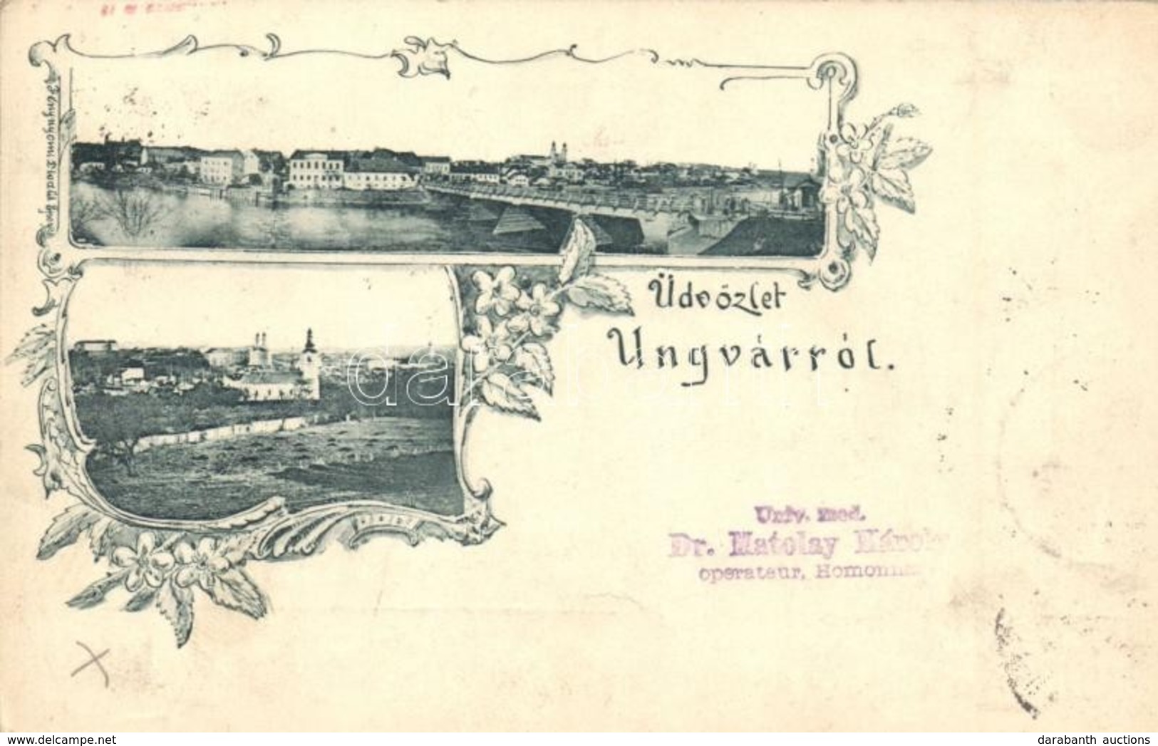 T2 1898 Ungvár, Uzshorod, Uzhorod; Látkép, Híd, Templomok . Divald Fénynyomat / General View, Bridge, Churches. Art Nouv - Unclassified