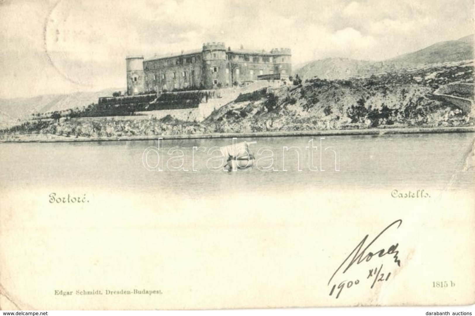 T3/T4 1900 Kraljevica, Portoré; Castello / Frangepán Kastély. Edgar Schmidt Kiadása / Kastel / Frankopan Castle (EB) - Ohne Zuordnung