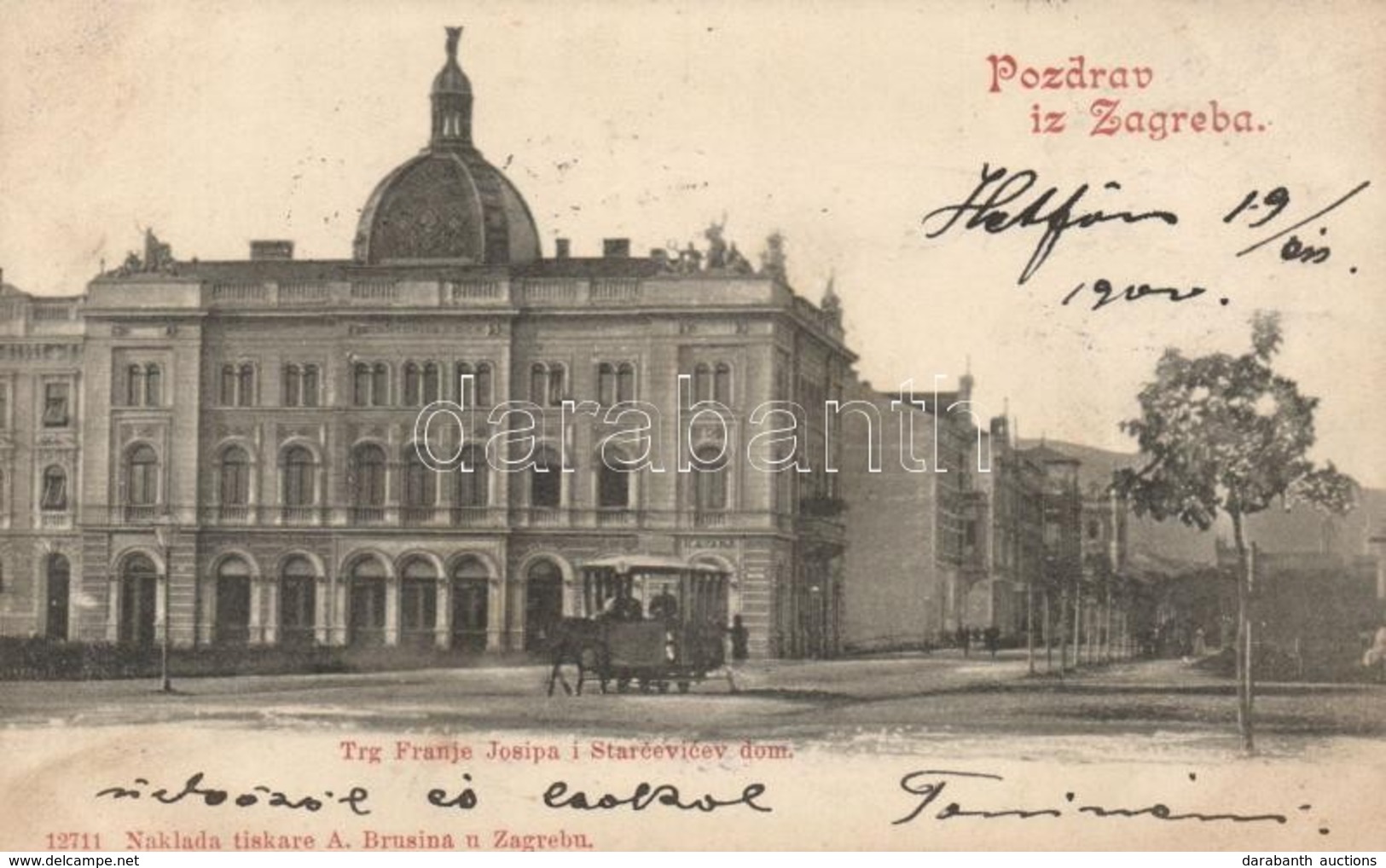 * T2/T3 Zagreb, Trg Franz Josipa I Starcevicev Dom / Franz Joseph Square, Starcevic House, Tram (Rb) - Zonder Classificatie