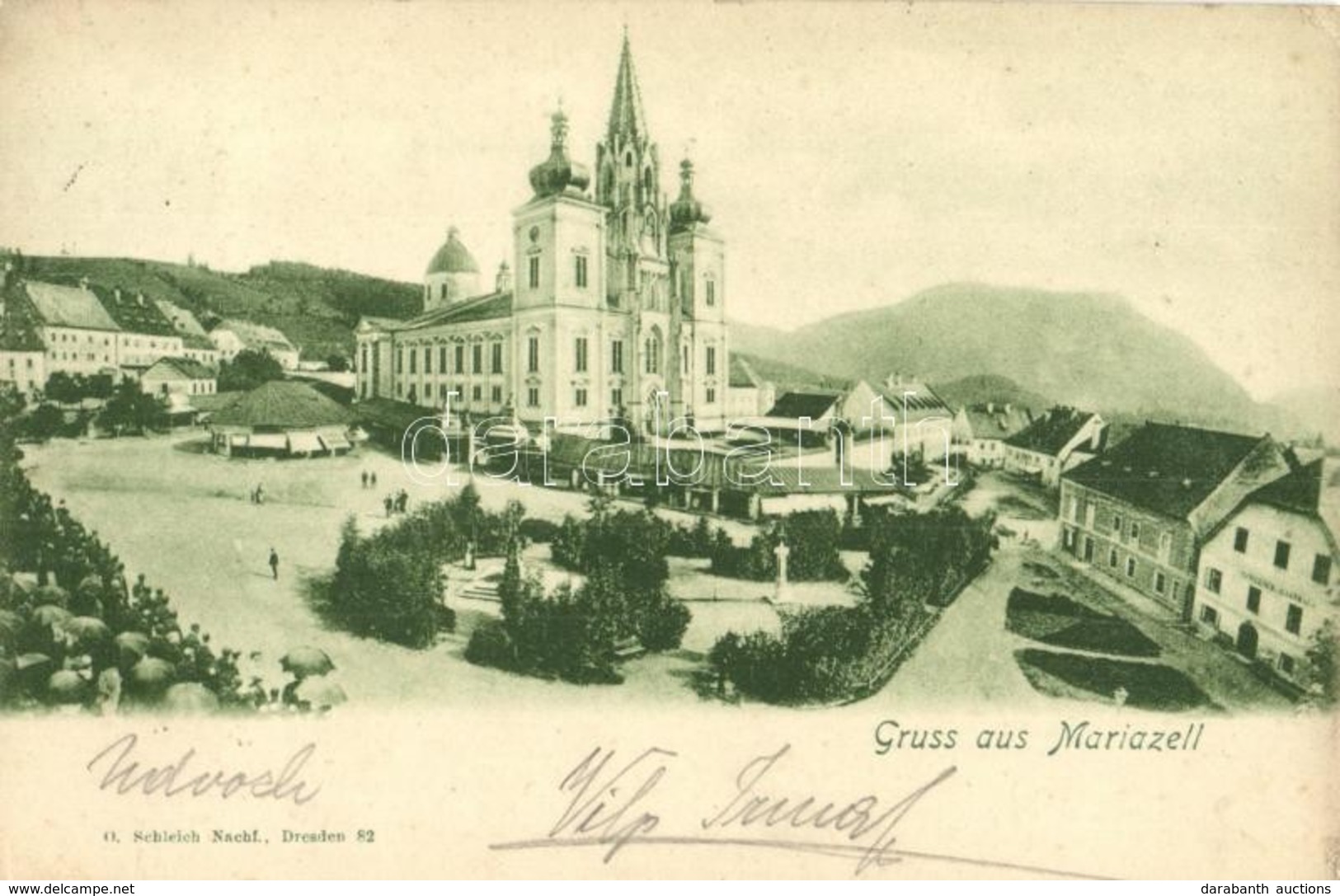 T2/T3 1901 Mariazell, Pilgrimage Church, Shops, Guest House, Inn. O. Schleich Nachf. (EK) - Non Classificati