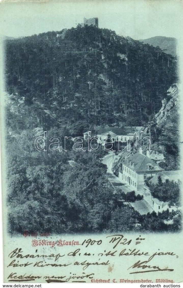 T2/T3 1900 Mödling, Klausen Tal, Burgruine Mödling. Lichtdruck Weingartshofer / Castle Ruins (EK) - Zonder Classificatie