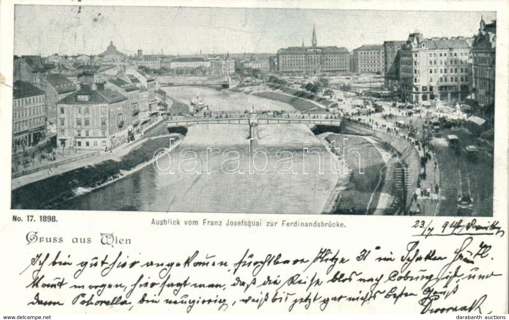 T3 1899 Vienna, Wien; Franz Josefsquai Zur Ferdinandsbrücke / Quay, Bridge (tear) - Unclassified