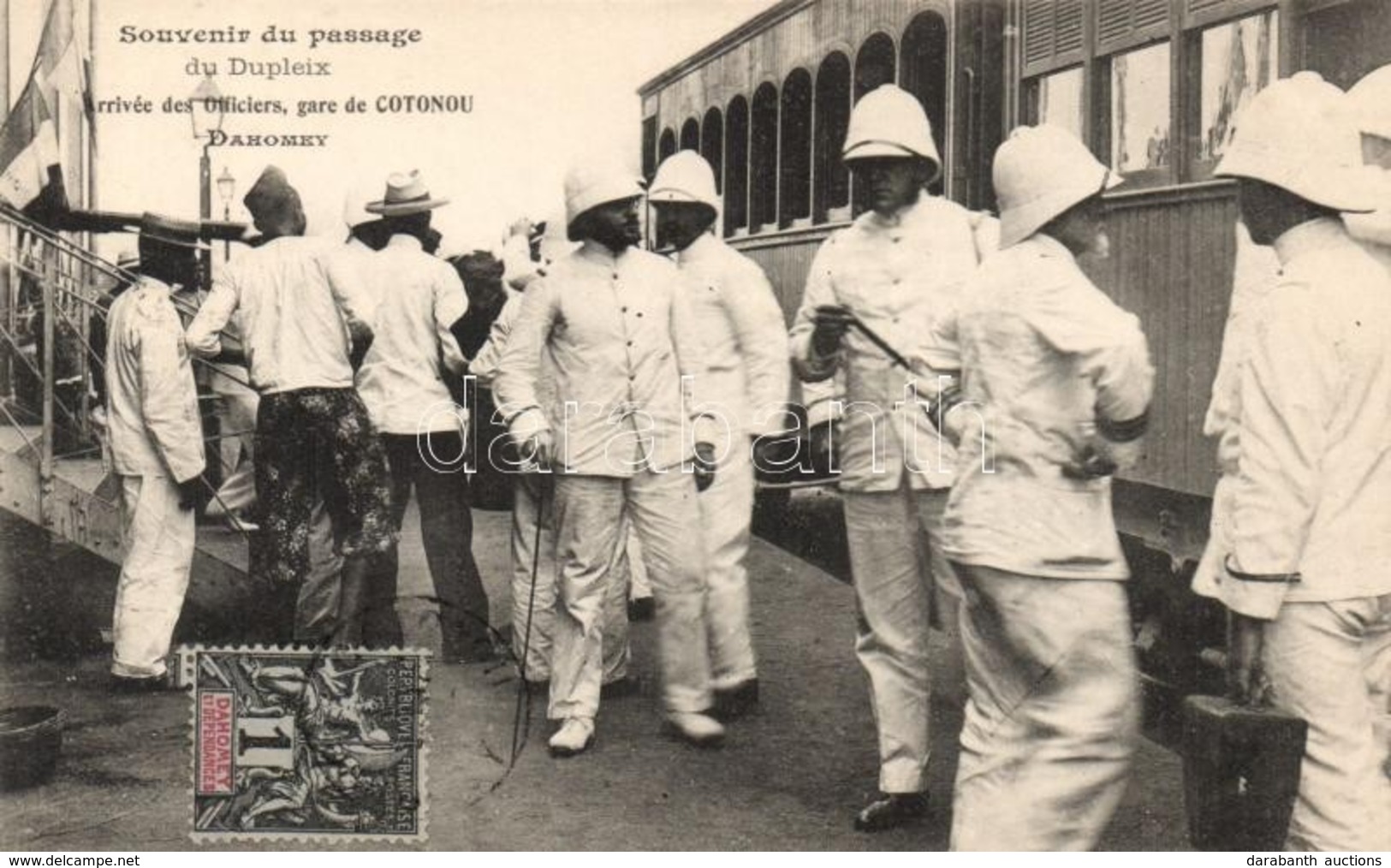 * T1/T2 Cotonou, Souvenir Du Passage Du Dupleix, Arrivée Des Officiers, Gare / Arrival Of The Officers At The Railway St - Unclassified