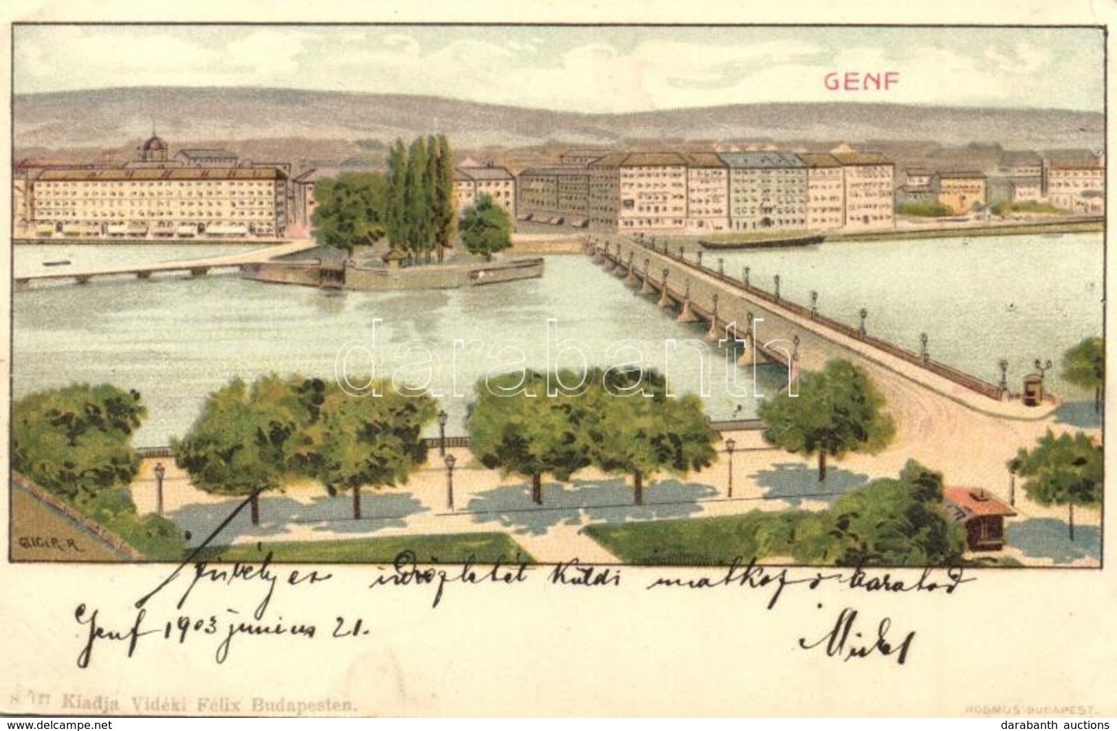 * T3/T4 Geneve, Genf; Kiadja Vidéki Félix / General View, Kosmos Litho, S: Geiger R. (tűnyomok / Pinholes) - Unclassified