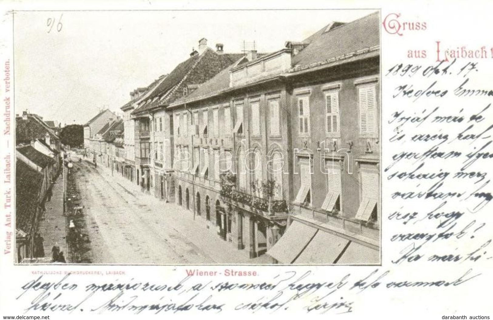 T3/T4 1898 Ljubljana, Laibach; Wiener Strasse. Verlag Ant. Turk / Street View (cut) - Unclassified