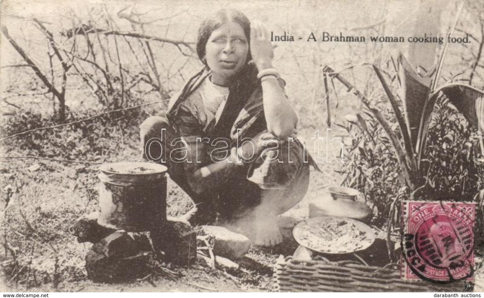 T3 India, Brahman Woman Cooking Food. TCV Card (small Tears) - Zonder Classificatie