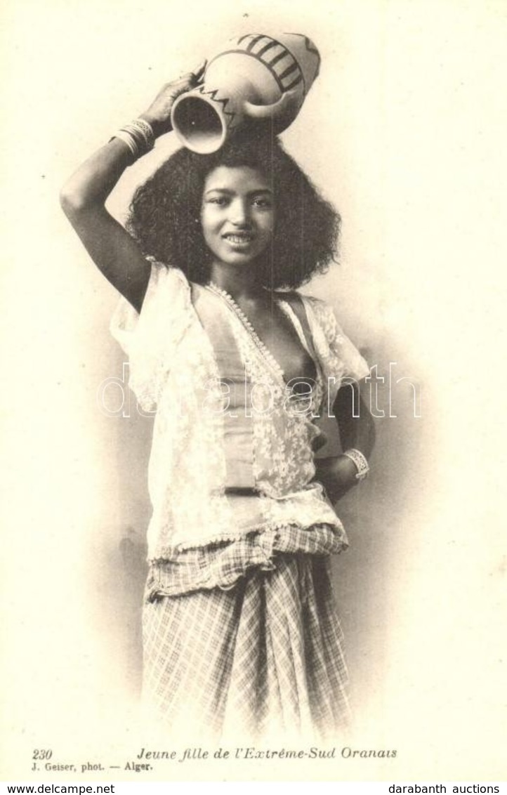 ** T1 Jeune Fille De L'Extréme-Sud Oranais. J. Geisler Phot. 230. / Half-naked Algerian Woman From South Oran, Folklore - Zonder Classificatie