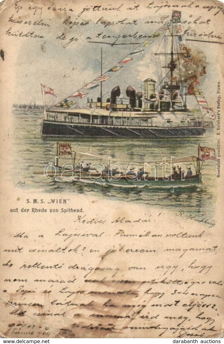 T3 1904 SMS Wien Auf Der Rhede Von Spithead. K.u.K. Kriegsmarine Art Postcard. A. Reinhard's Verlag Fiume S: R. Hochberg - Zonder Classificatie