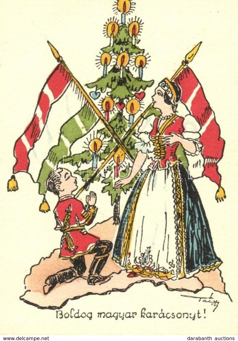 ** T1 Boldog Magyar Karácsonyt! / Hungarian Irredenta Christmas Greeting Art Postcard S: Pálffy - Zonder Classificatie