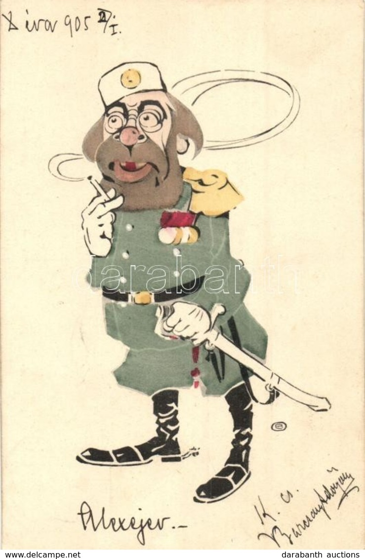 T2 Alexejev (Alekseyev). Barcsay Adorján Levele / Caricature Of A Russian Military Officer Of The Russo-Japanese War, D& - Ohne Zuordnung