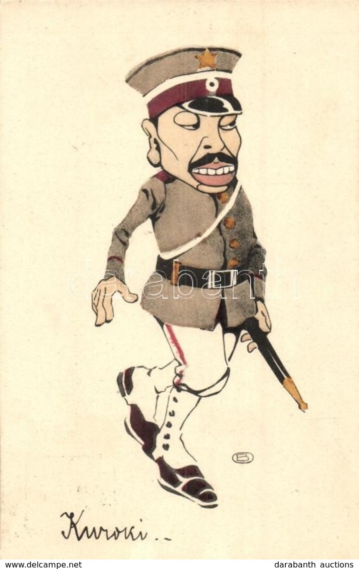 T2 Kuroki. Barcsay Adorján Levele / Caricature Of A Japanese Military Officer Of The Russo-Japanese War, D&C.B. Serie 22 - Zonder Classificatie