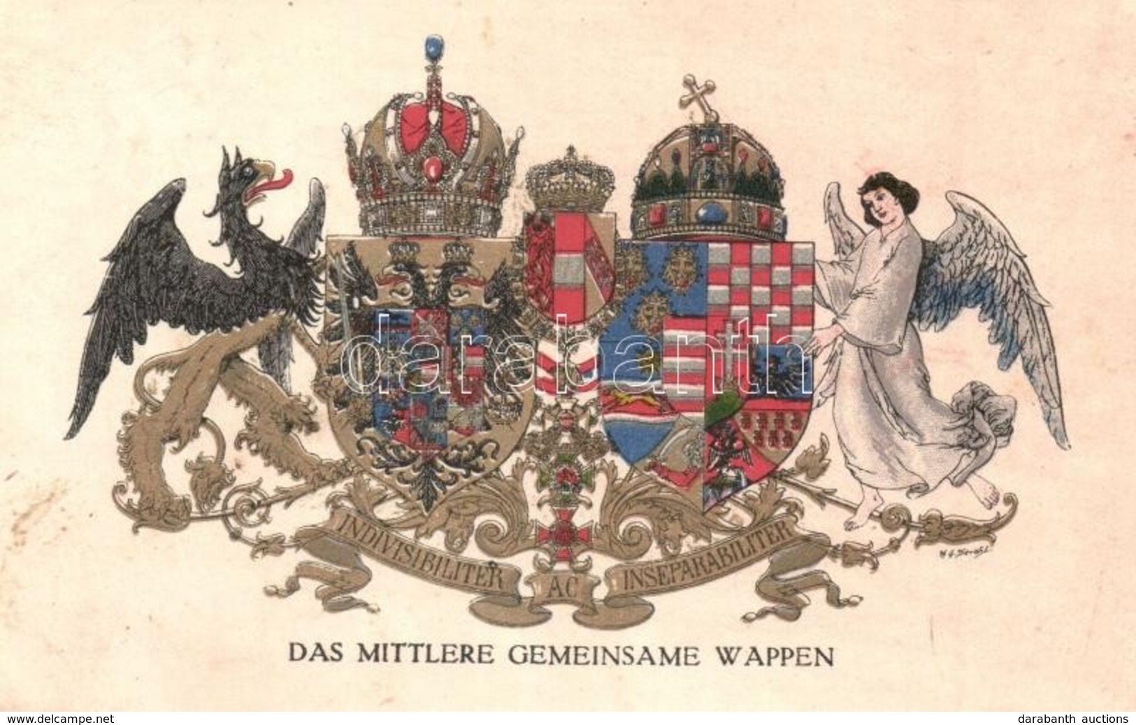 ** T2 Das Mittlere Gemeinsame Wappen / The Middle Common Coat Of Arms. Viribus Unitis. Offizielle Karte Für Rotes Kreuz, - Zonder Classificatie
