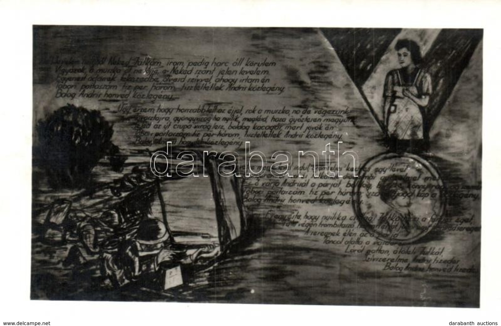 T2 1942 Második Világháborús Romantikus Katonai Művészlap / WWII Hungarian Romanctic Military Art Postcard - Unclassified