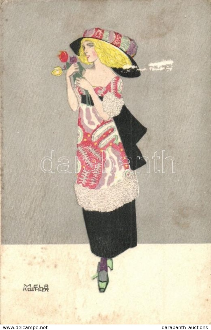 T2/T3 Art Nouveau Lady. B.K.W.I. 746-3. S: Mela Koehler (Rb) - Zonder Classificatie