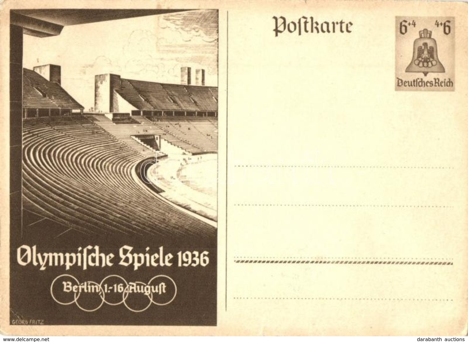 ** T2/T3 1936 Olympische Spiele Berlin / XI Olympiad / Summer Olympics, Olympic Games In Berlin. Advertisement Card, 6+4 - Zonder Classificatie