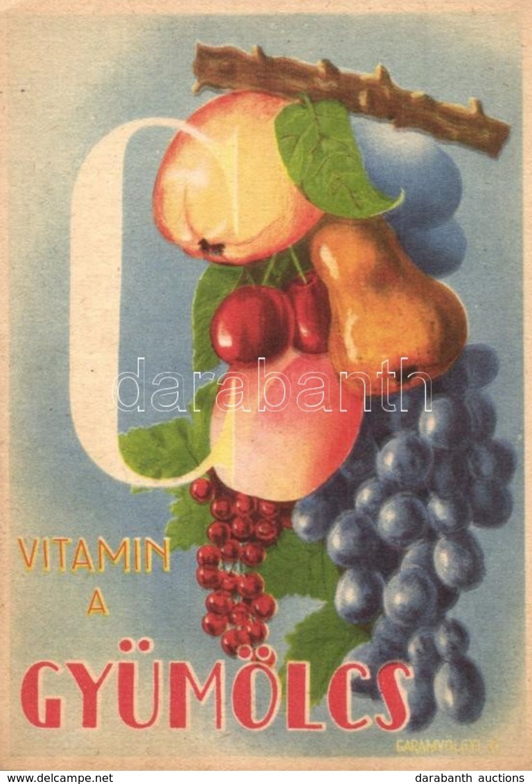 ** T2/T3 C Vitamin A Gyümölcs! Magyar Egészségügyi Propaganda, C-vitamin Táblázat A Hátoldalon / Hungarian Health Campai - Zonder Classificatie