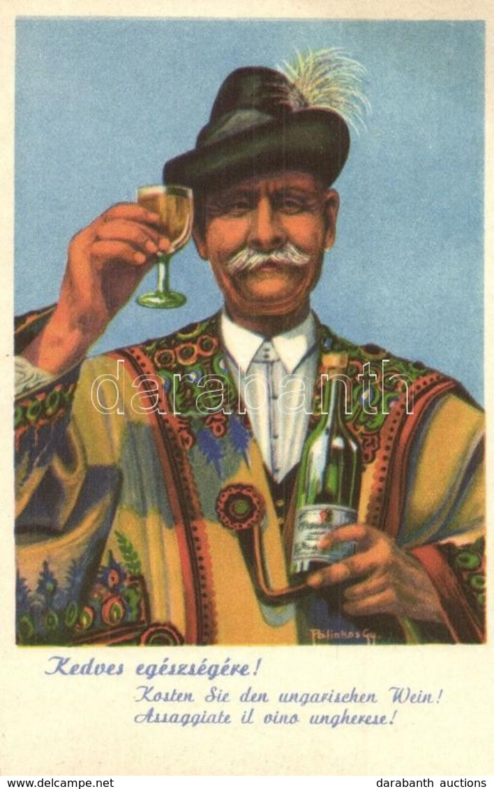 ** T1 Kedves Egészségére! Magyar Bor Reklámlap, Folklór / Hungarian Wine Advertising Propaganda, Folklore S: Pálinkás Gy - Ohne Zuordnung