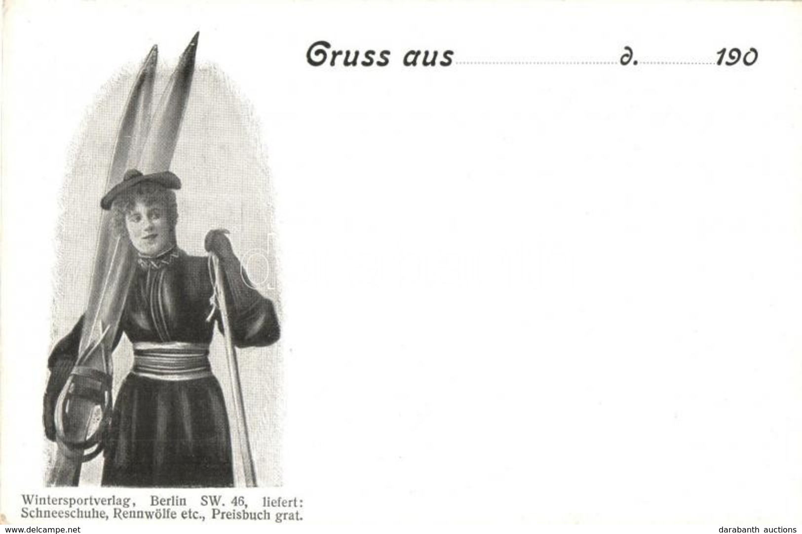 ** T2 ~1900 Gruss Aus... Wintersportverlag Berlin SW. 46. Liefert: Schneeschuhe, Rennwölfe Etc. Preisbuch Grat. / Winter - Zonder Classificatie