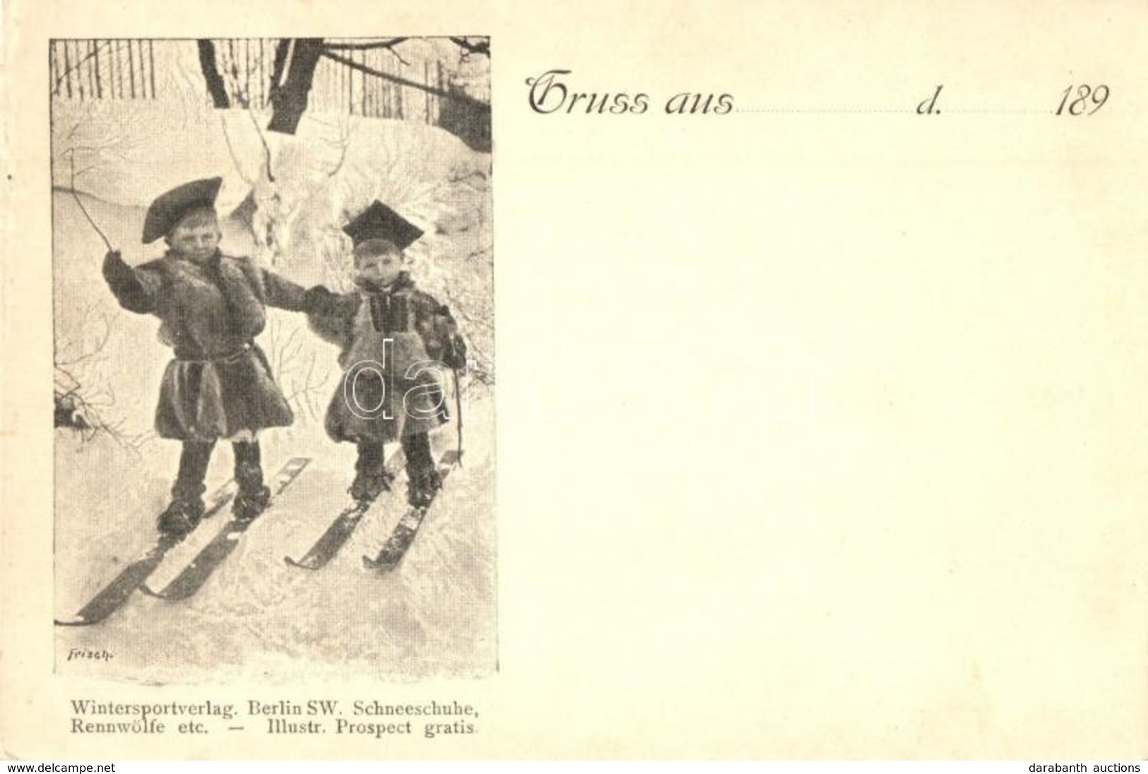 ** T2 ~1899 Gruss Aus... Wintersportverlag Berlin SW. Schneeschuhe, Rennwölfe Etc. - Illustr. Prospect Gratis / Winter S - Zonder Classificatie