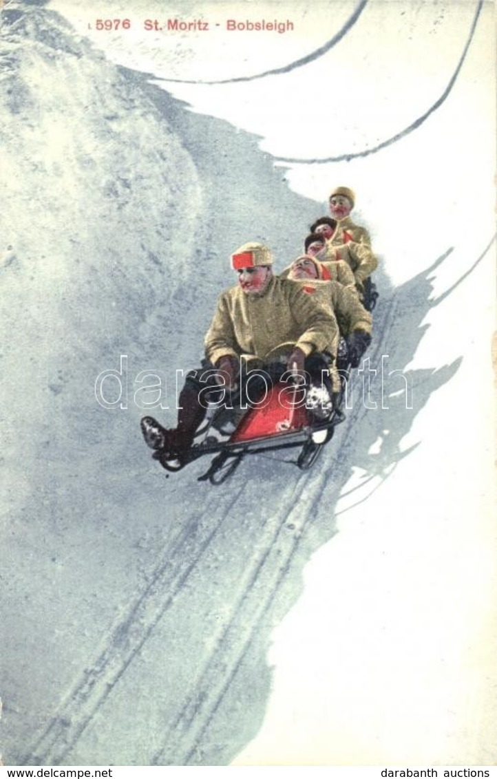** T1/T2 St. Moritz. Bobsleigh / Winter Sport, Five-men Controllable Bobsleigh - Unclassified