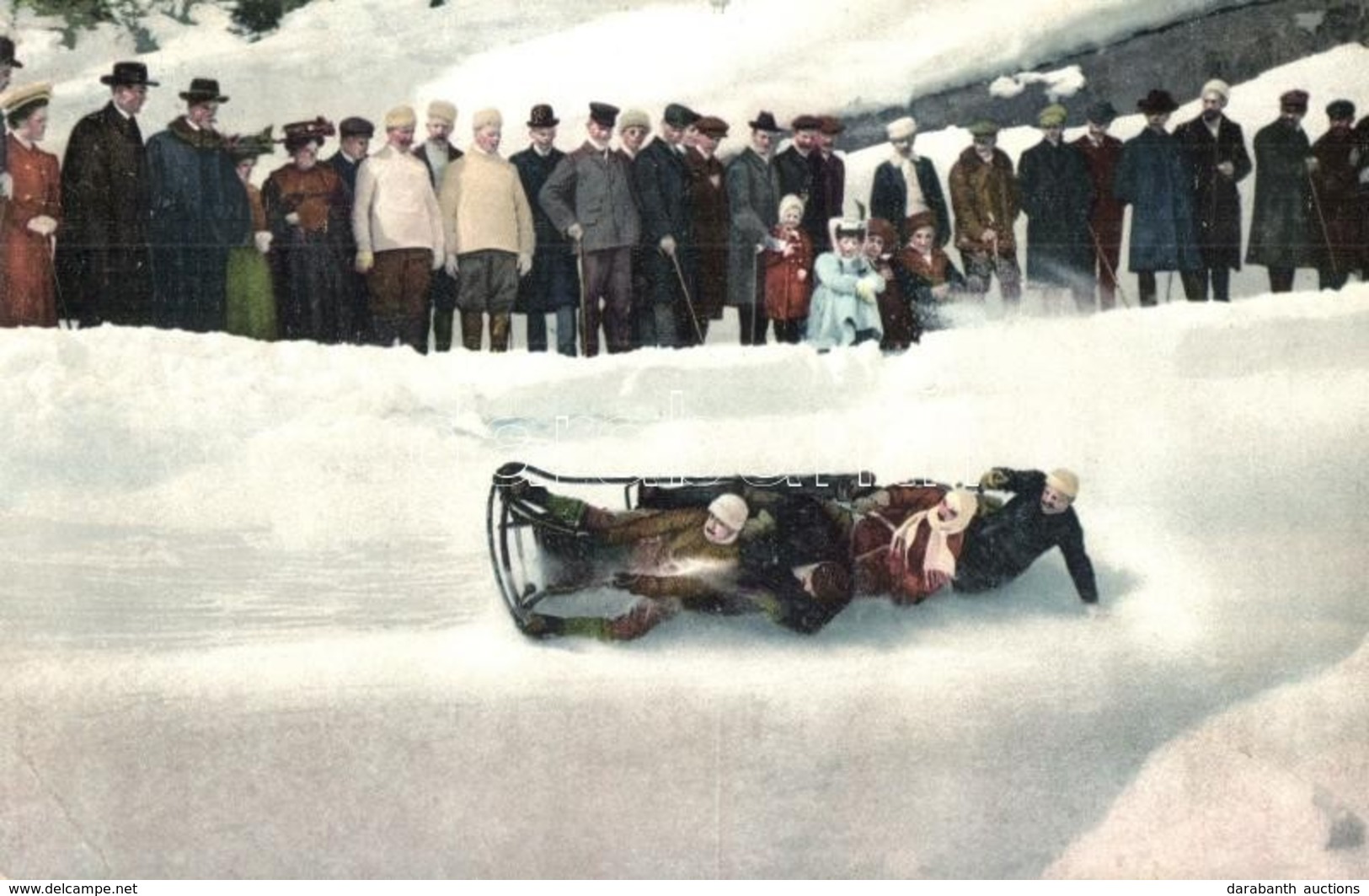 T2 Wintersport / Sport D'hiver / Winter Sport, Bobsleigh Race. Four-men Controllable Bobsleigh In A Sharp Turn - Unclassified